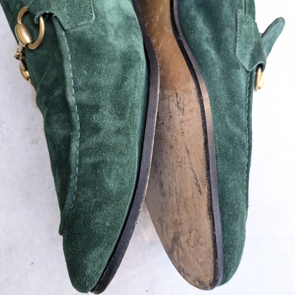 Green Horsebit Loafers Green Suede Men US 12.5 Slip On Leather - Picture 9 of 16